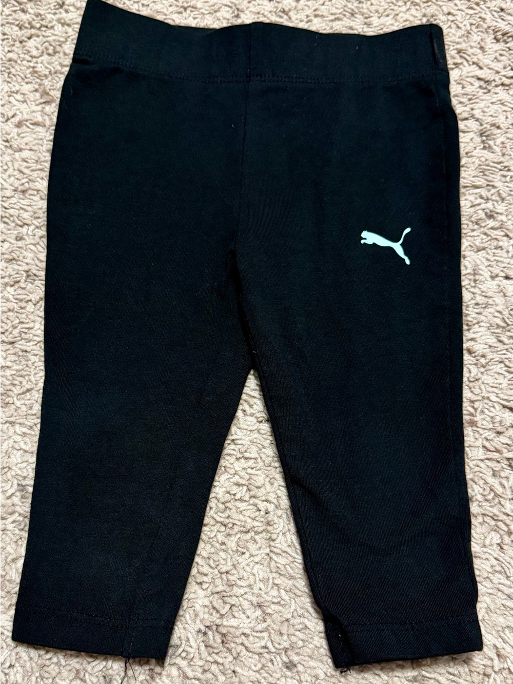 PUMA Girls Black Leggings 12M Turquoise Logo